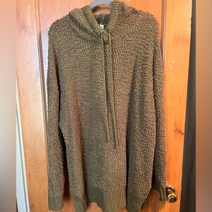 Zenana Green Chenille Hooded Tunic Top 2x